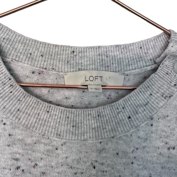 LOFT Speckled Gray Knit Sweater Tunic - Size Medium - Picture 3 of 6